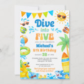 Summer 5th Birthday Invitation - Dive into Five Kaart (Voorkant)