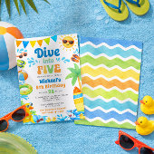 Summer 5th Birthday Invitation - Dive into Five Kaart