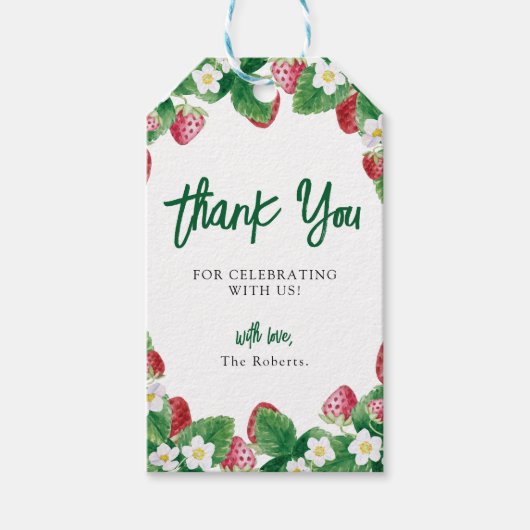 Summer aardbery Baby shower Berry Sweet Cadeaulabel (Voorkant)