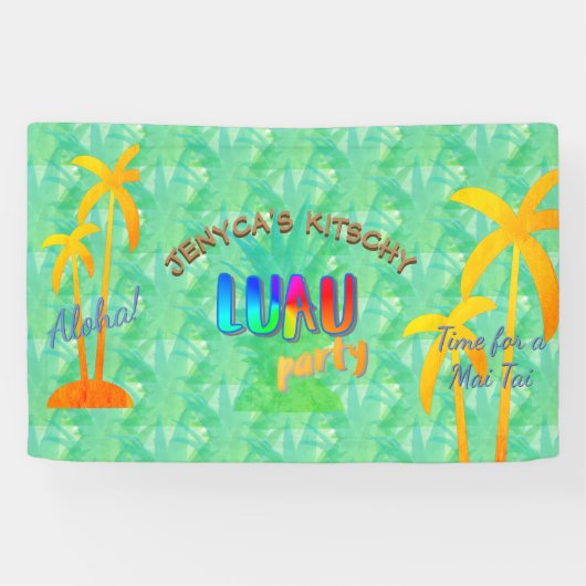 Summer Aloha Pineapple Kitschy Luau Party Banner (Horizontaal)