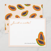 Summer and Tropical Papaya Fruit Note Bedankkaart (Voorkant / Achterkant)