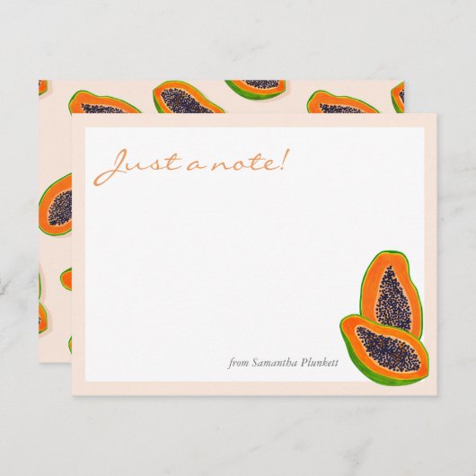 Summer and Tropical Papaya Fruit Note Bedankkaart (Voorkant / Achterkant)
