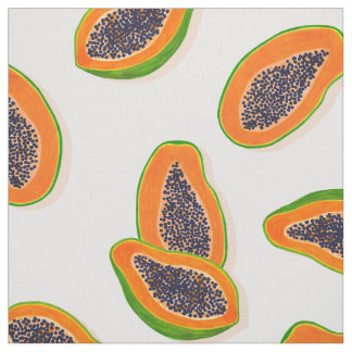 Summer and Tropical Papaya Fruits Pattern Stof