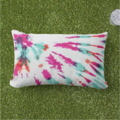 Summer Artsy Girly Neon Blauwgroen Roze Tie Dye Pa Buitenkussen (Gras)