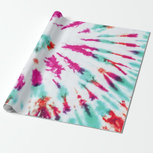 Summer Artsy Girly Neon Blauwgroen Roze Tie Dye Pa Cadeaupapier