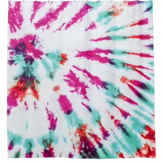 Summer Artsy Girly Neon Blauwgroen Roze Tie Dye Pa Douchegordijn (Voorkant)