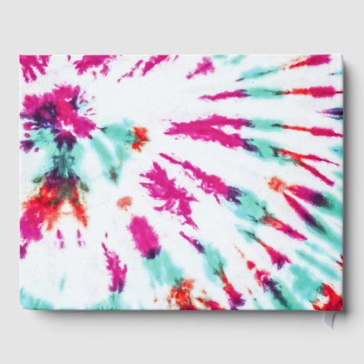 Summer Artsy Girly Neon Blauwgroen Roze Tie Dye Pa Gastenboek (Achterkant)