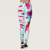 Summer Artsy Girly Neon Blauwgroen Roze Tie Dye Pa Leggings (Achterkant)
