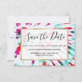 Summer Artsy Girly Neon Blauwgroen Roze Tie Dye Pa Save The Date (Voorkant)