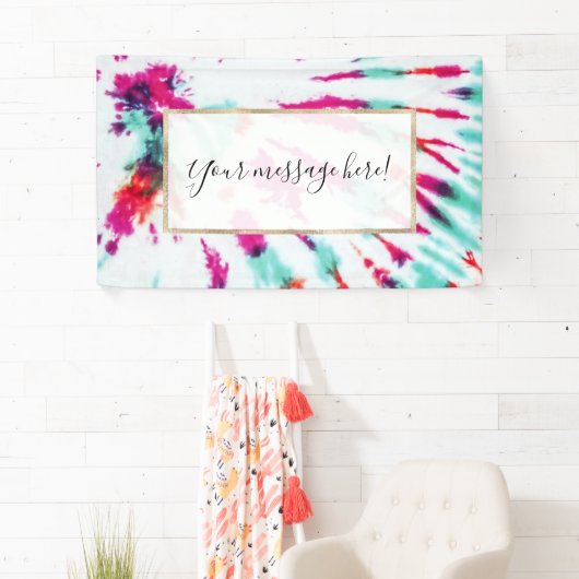 Summer Artsy Girly Neon Blauwgroen Roze Tie Dye Pa Spandoek (Insitu)