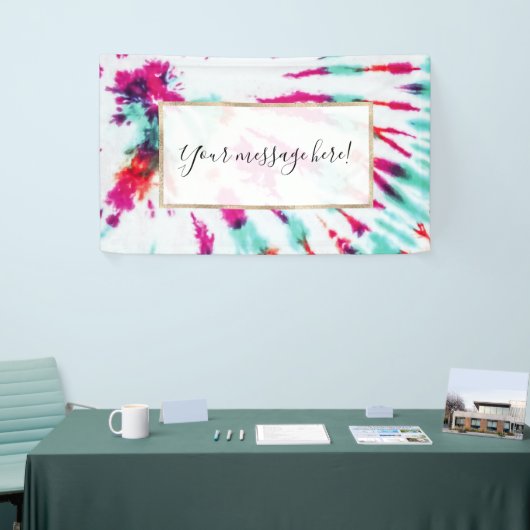 Summer Artsy Girly Neon Blauwgroen Roze Tie Dye Pa Spandoek (Beurs)