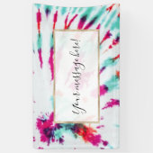 Summer Artsy Girly Neon Blauwgroen Roze Tie Dye Pa Spandoek (Verticaal)