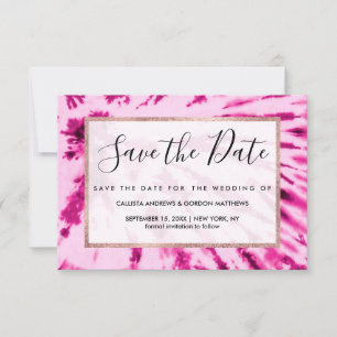 Summer Artsy Girly Neon Blush Pink Tie Dye Patroon Save The Date