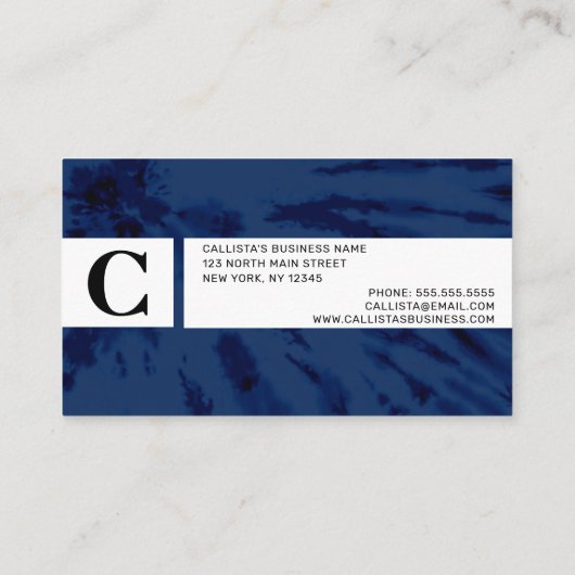 Summer Artsy Navy Blue Tie Dye Swirl Visitekaartje (Achterkant)