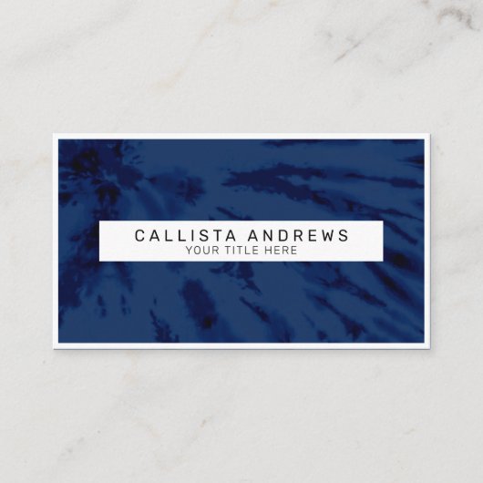 Summer Artsy Navy Blue Tie Dye Swirl Visitekaartje (Voorkant)