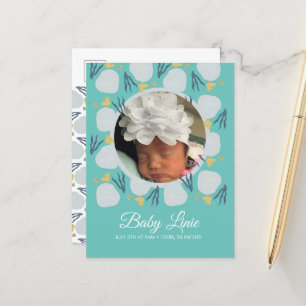 Summer Baby Beach Theme Border Foto Birth Aankondigingskaart