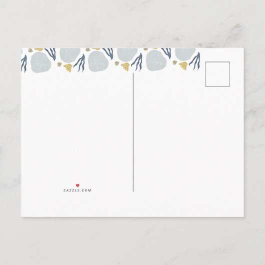 Summer Baby Beach Theme Border Foto Birth Aankondigingskaart (Achterkant)