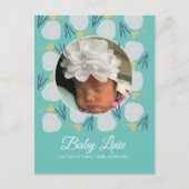 Summer Baby Beach Theme Border Foto Birth Aankondigingskaart (Voorkant)