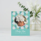 Summer Baby Beach Theme Border Foto Birth Aankondigingskaart (Staand voorkant)