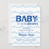 Summer Baby shower Blue Waves Pattern Invitation Kaart (Voorkant)