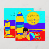 Summer Baby shower Boy Beach Baby Surfing Baby Kaart (Voorkant / Achterkant)