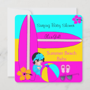 Summer Baby shower Girl Beach Baby Surfing Baby 5 Kaart