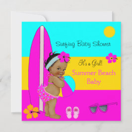 Summer Baby shower Girl Beach Baby Surfing Ethnic Kaart