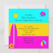 Summer Baby shower Girl Beach Surfing Blonde Kaart (Achterkant)