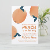 Summer Baby shower Peach Fruit Invitation Kaart (Staand voorkant)