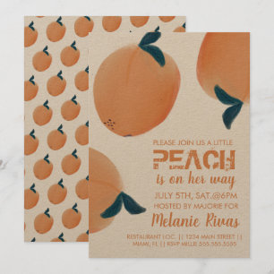 Summer Baby shower Peach Fruit Invitation Kaart