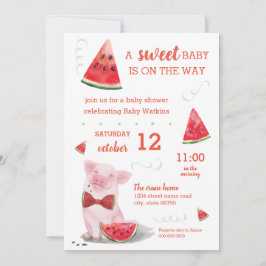 Summer Baby shower Watermelon Pig Sweet Baby Kaart