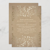 Summer Baby's Breath - Gold Floral Wedding Kaart (Voorkant / Achterkant)