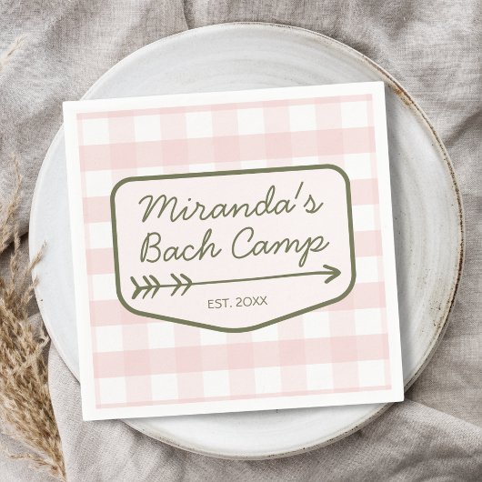 Summer Bach Camp Gingham Roze & Groene Bachelorett Servet