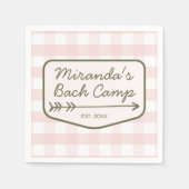 Summer Bach Camp Gingham Roze & Groene Bachelorett Servet (Voorkant)