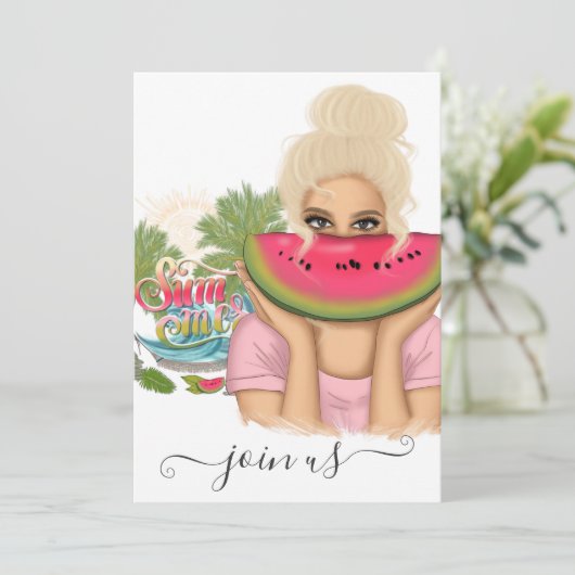 Summer Bachelorette Party Invitation Kaart (Staand voorkant)