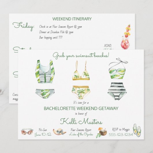 Summer Bachelorette Weekend Getaway Route Kaart (Voorkant / Achterkant)