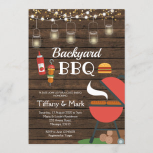 Summer Backyard BBQ code baby shower Invitation Kaart