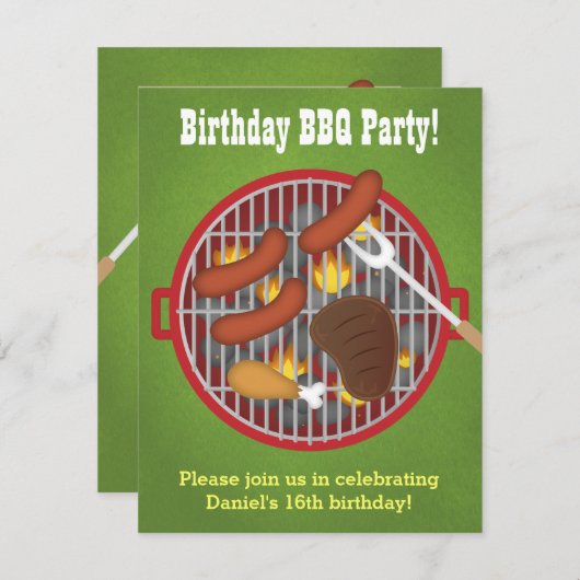 Summer Backyard BBQ Party-uitnodigingen Kaart (Voorkant / Achterkant)