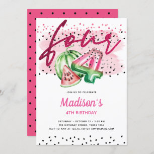 Summer Balloon Melon 4th Birthday Kaart