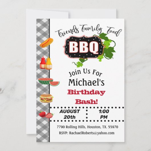 Summer Barbecue Birthday Bash Uitnodiging (Voorkant)