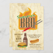 Summer Barbecue Burger & Brew Party Invitation Kaart (Voorkant / Achterkant)