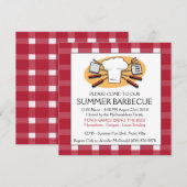Summer Barbecue Gingham Tablecloth Picnic Invite Kaart (Voorkant / Achterkant)