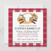 Summer Barbecue Gingham Tablecloth Picnic Invite Kaart (Voorkant)