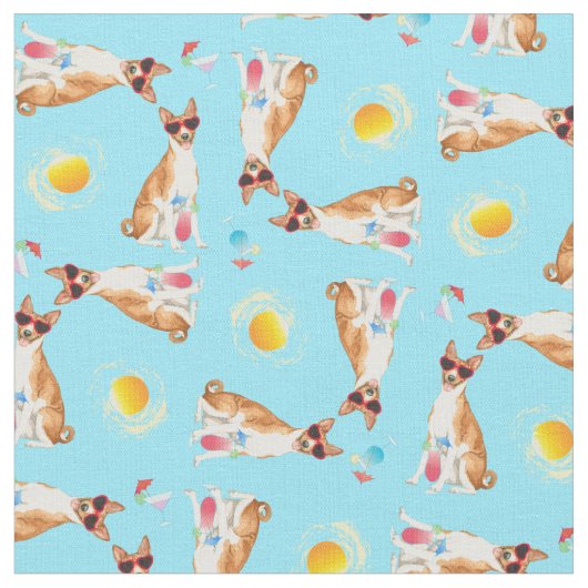Summer Basenji Fabric Stof (Close Up)