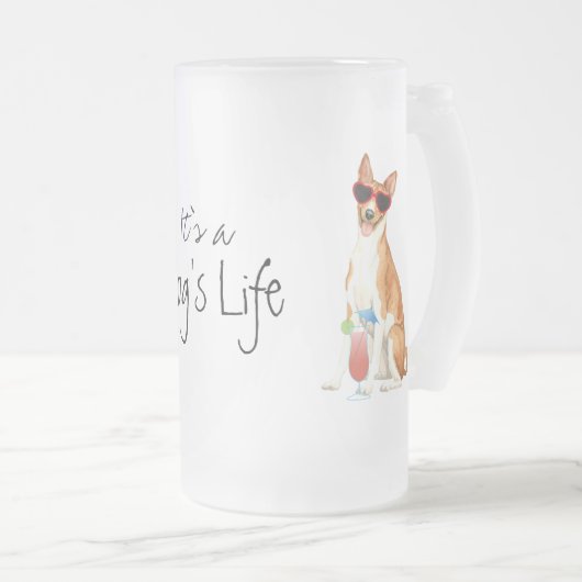 Summer Basenji Frosted Glass Beer Mok (Voorkant rechts)