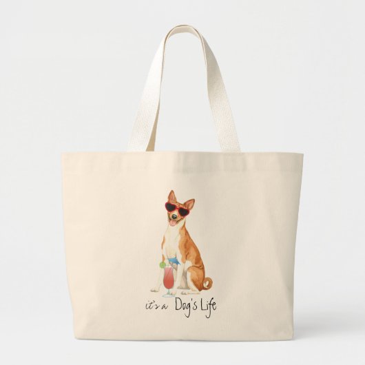 Summer Basenji Large Canvas tas (Voorkant)