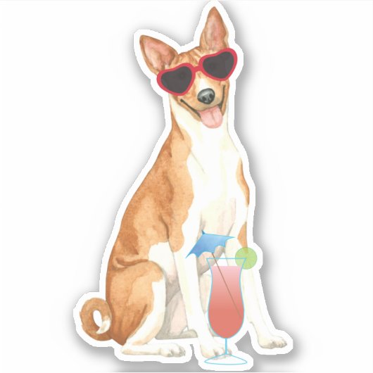 Summer Basenji Vinyl Sticker (Voorkant)