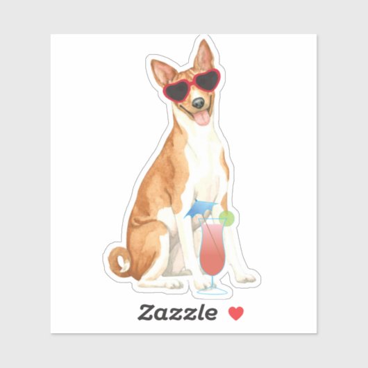 Summer Basenji Vinyl Sticker (Vel)