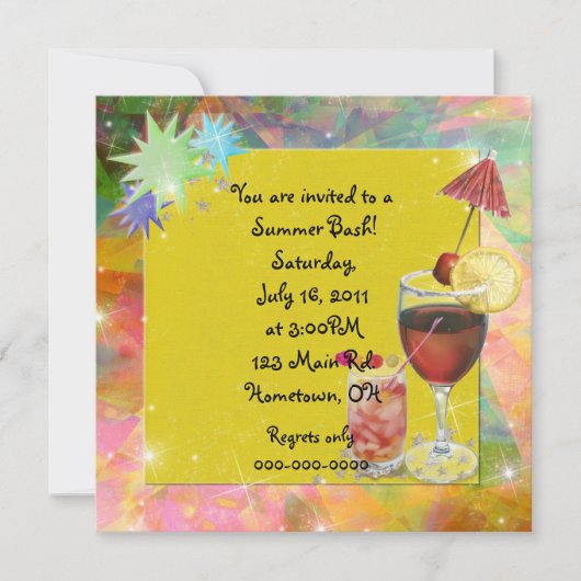 Summer Bash Invite Kaart (Voorkant)