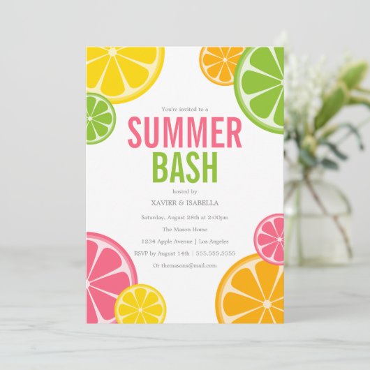 Summer Bash | Uitnodiging zomerpartij (Staand voorkant)
